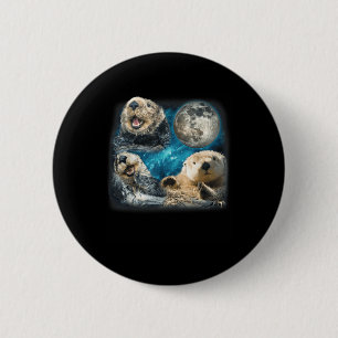 Funny Sea Otters With The Moon Meme Animal For Fam 2 Inch Round Button