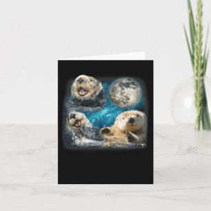 Funny Sea Otters With The Moon Meme Animal For Fam Card