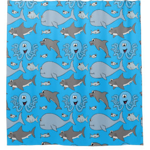 Funny Sea Pattern Octopus Shark Fish Dolphin