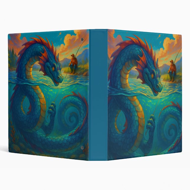 Funny sea serpent playing with a fisherman fantasy binder (Background)