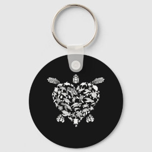 Funny Sea Turtle Gift Men Women Cool Turtles Hear Keychain