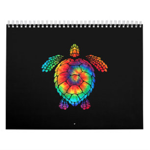 Funny Sea Turtle Ocean Tie Dye Rainbow Hippie Cost Calendar
