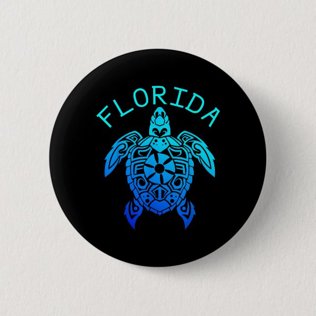 Funny Sea Turtle Vibes Florida Beach Summer 2 Inch Round Button (Front)