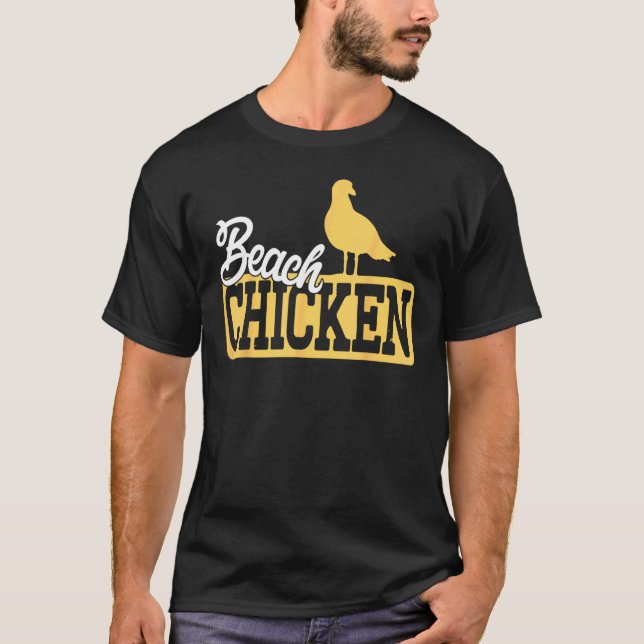 Funny Seagull Beach Chicken T-Shirt (Front)