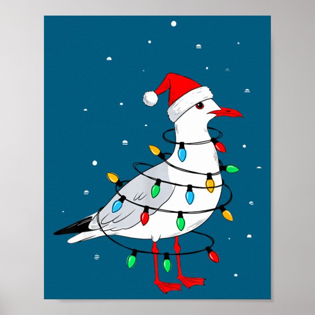 Funny Seagull Bird Christmas Animal Lover  Poster (Front)