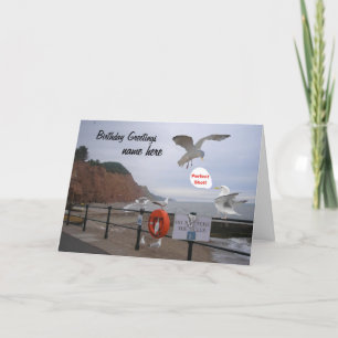 Funny seagull birthday card customizable, add name