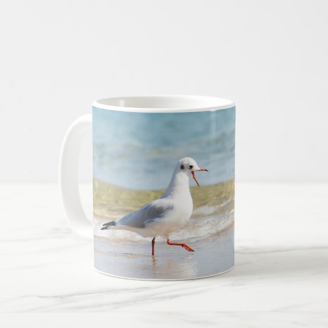 Funny seagull coffee mug (Front Left)