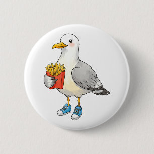 Funny Seagull Fries Sneakers 2 Inch Round Button