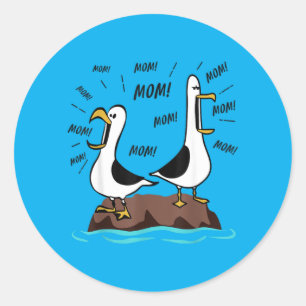 Funny Seagull Mom Mom Ocean Life Mothers Day Bird Classic Round Sticker