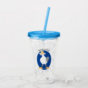 Funny seagull with French fries cartoon Acrylic Tumbler