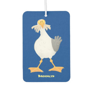 Funny seagull with French fries cartoon Air Freshener