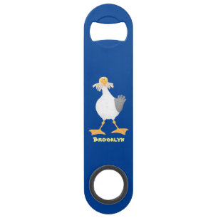 Funny seagull with French fries cartoon Bar Key