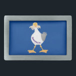 Funny seagull with French fries cartoon Belt Buckle<br><div class="desc">Seagulls! they love French fries (or chips as we call them in Australia). Chips and seagulls  are a part of the summer seaside landscape and almost part of folklore in some parts of the world. Lots of fun and humour.</div>