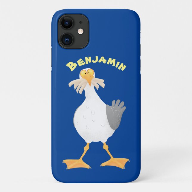 Funny seagull with French fries cartoon Case-Mate iPhone Case (Back)