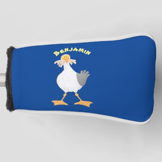 Funny seagull with French fries cartoon Golf Head Cover (Front)