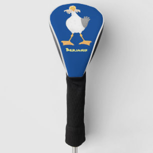 Funny seagull with French fries cartoon Golf Head Cover