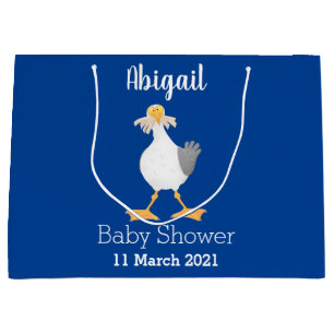 Funny seagull with French fries cartoon Large Gift Bag