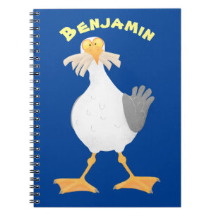 Funny seagull with French fries cartoon Notebook