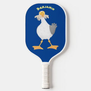Funny seagull with French fries cartoon Pickleball Paddle