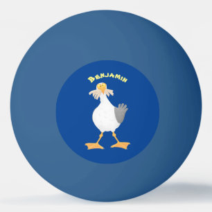 Funny seagull with French fries cartoon Ping Pong Ball