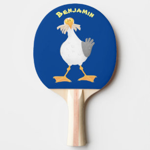 Funny seagull with French fries cartoon Ping Pong Paddle
