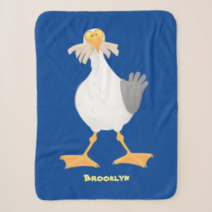 Funny seagull with French fries cartoon  Sherpa Blanket