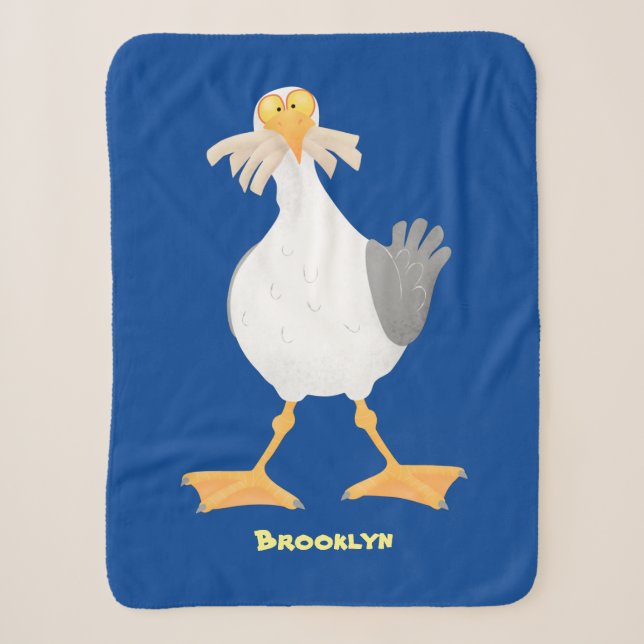 Funny seagull with French fries cartoon  Sherpa Blanket (Front)