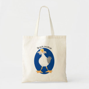 Funny seagull with French fries cartoon Tote Bag