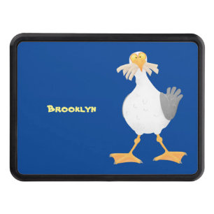 Funny seagull with French fries cartoon Trailer Hitch Cover