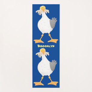 Funny seagull with French fries cartoon Yoga Mat