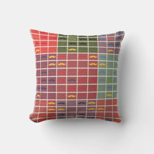 Funny Seamless Moustache Retro Throw Pillow