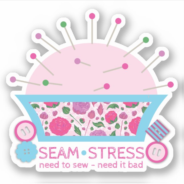 Funny seamstress sewing quilting pincushion (Front)