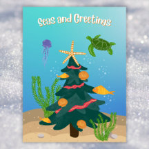 Funny Seas and Greetings Ocean Christmas Tree Flat