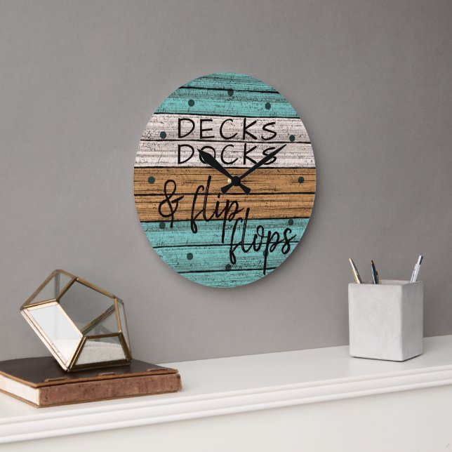 Funny Seaside Beachy Summer Quote Art Large Clock (Office)