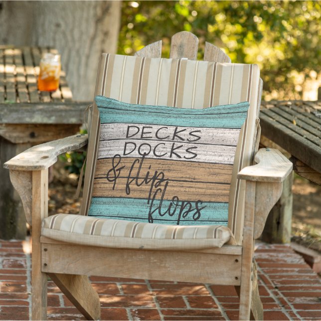 Funny Seaside Beachy Summer Quote Art Outdoor Pillow (Chair)