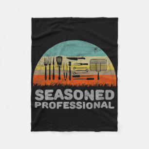 Funny Seasoned Professional Barbecue Pun Fleece Blanket