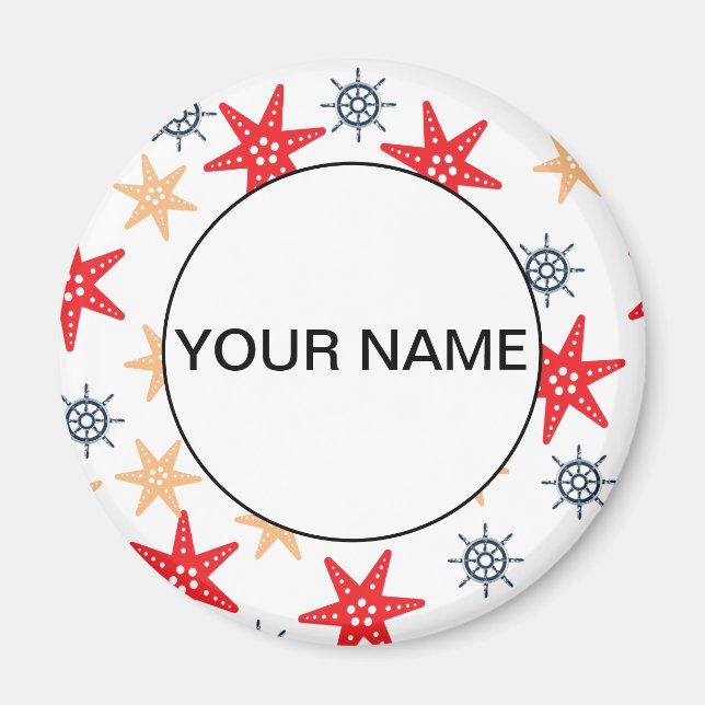 Funny Seastars And Steerwheels Pattern Magnet (Front)