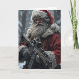 Funny Second Amendment Santa Claus Christmas Card