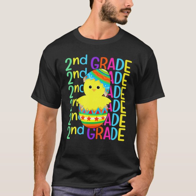 Funny Second Grade Chicken Crack The Egg Easter Da T-Shirt (Front)