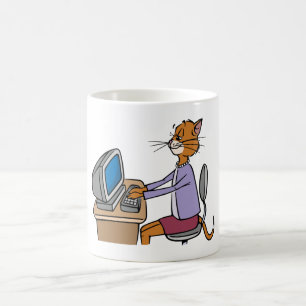 Funny Secretary Cat Cartoon Office Humor  Coffee Mug
