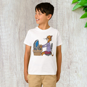 Funny Secretary Cat Cartoon Office Humor  T-Shirt