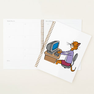 Funny Secretary Cat Cartoon Office Humour  Planner