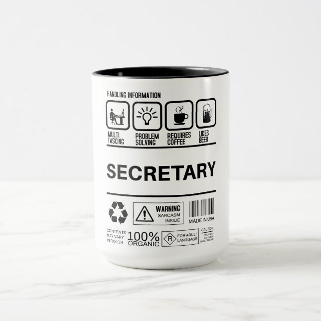Funny Secretary Handling Information Mug (Center)