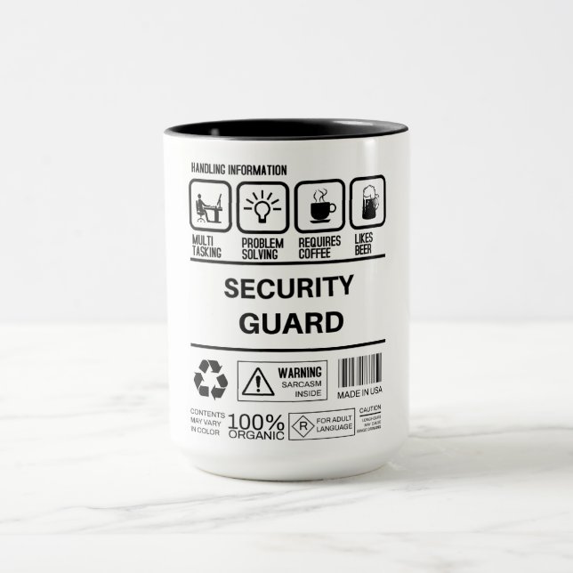 Funny Security Guard Handling Information Mug (Center)