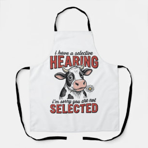 Funny Selective Hearing Cow Vintage Shirt Design_1 Apron