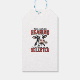 Funny Selective Hearing Cow Vintage Shirt Design_1 Gift Tags