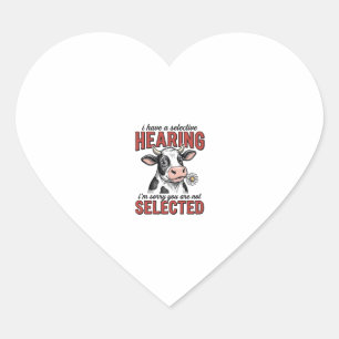 Funny Selective Hearing Cow Vintage Shirt Design_1 Heart Sticker
