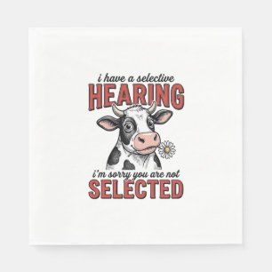 Funny Selective Hearing Cow Vintage Shirt Design_1 Napkin