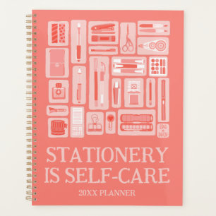 Funny Self-Care Quote Coral Red Art Supplies Planner