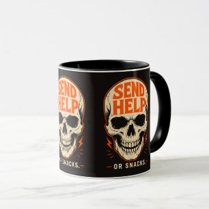 Funny Send Help Or Snacks Retro Skull Mug